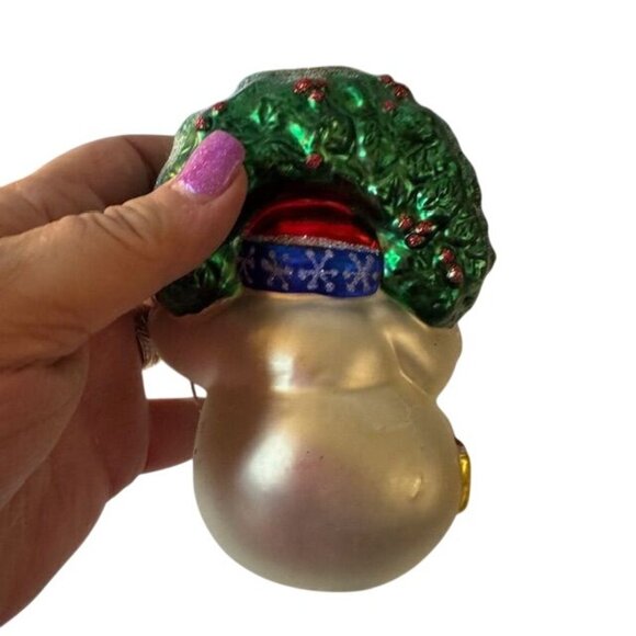 Handcrafted 1999 Brass Key Snowman Glass Christmas Ornament set of 9 - Picture 5 of 9